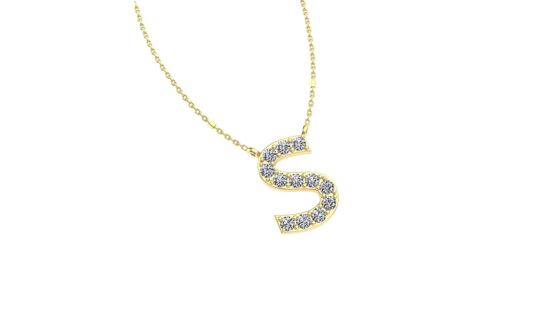 Initial S Diamond Pendant 14K Gold DIP019