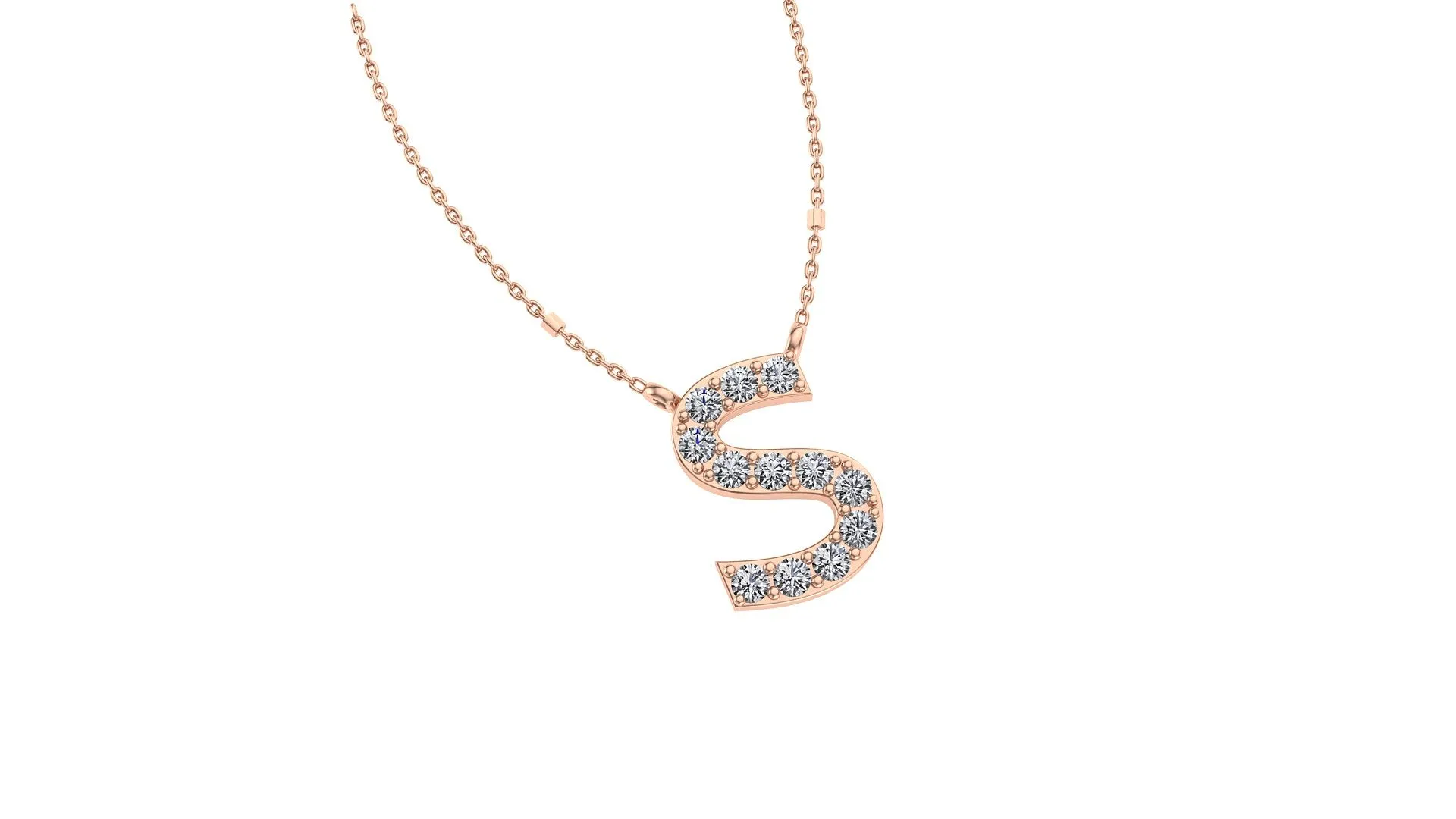 Initial S Diamond Pendant 14K Gold DIP019