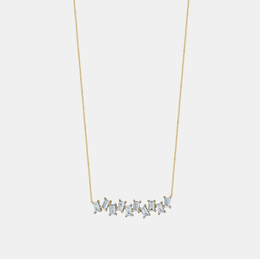 Jagged Diamond Baguette Necklace