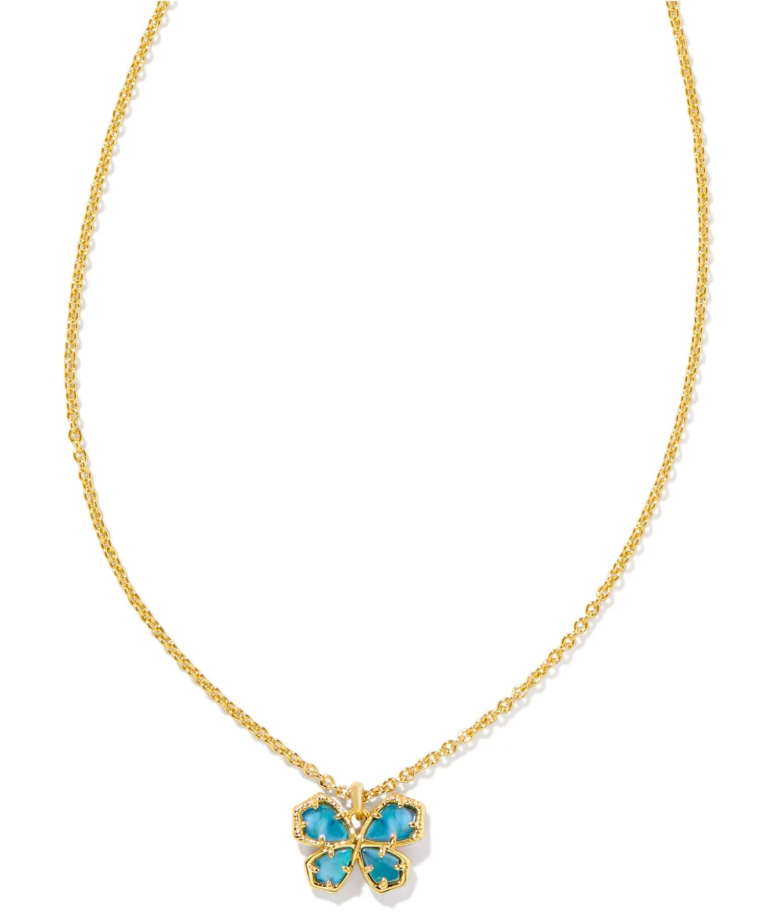 Kendra Scott Mae Butterfly Short Pendant Necklace - Golden Abalone, Azalea Pink Mix OR Indigo Watercolor