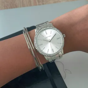 Keshia Silver Watch Bracelet Stack