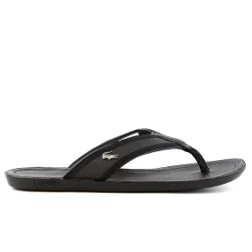 Lacoste Carros 6 Leather Flip Flop Thong Sandal - Black - Mens