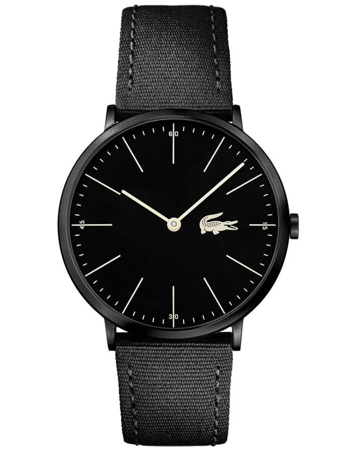 Lacoste Mens Ultra Slim Moon Casual Watch - Black Metal - Black Nylon Band