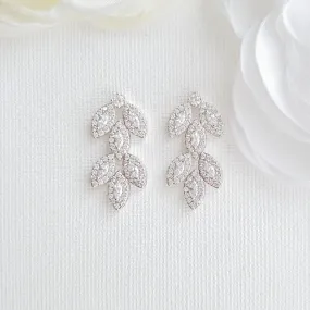 Leaf Stud Earrings Silver- Abby