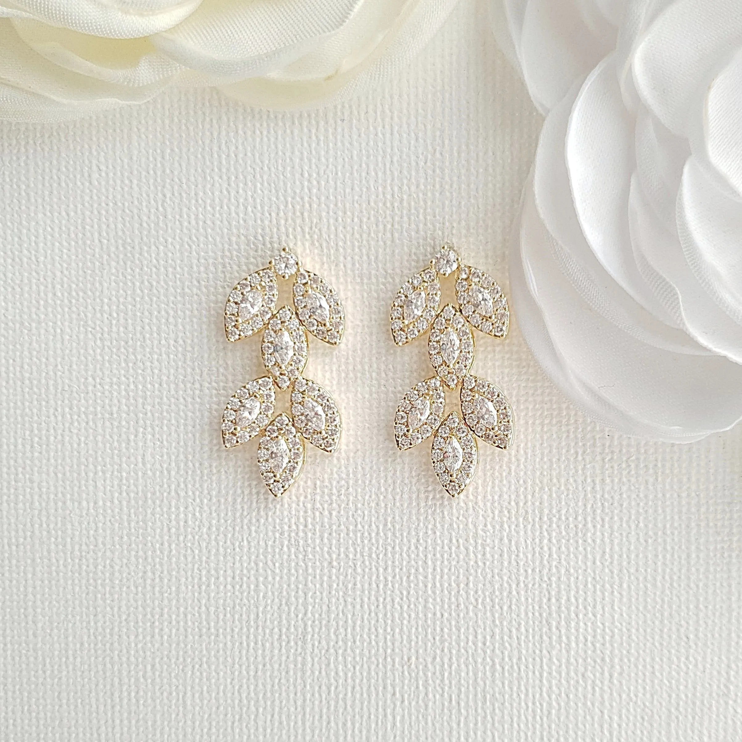 Leaf Stud Earrings Silver- Abby