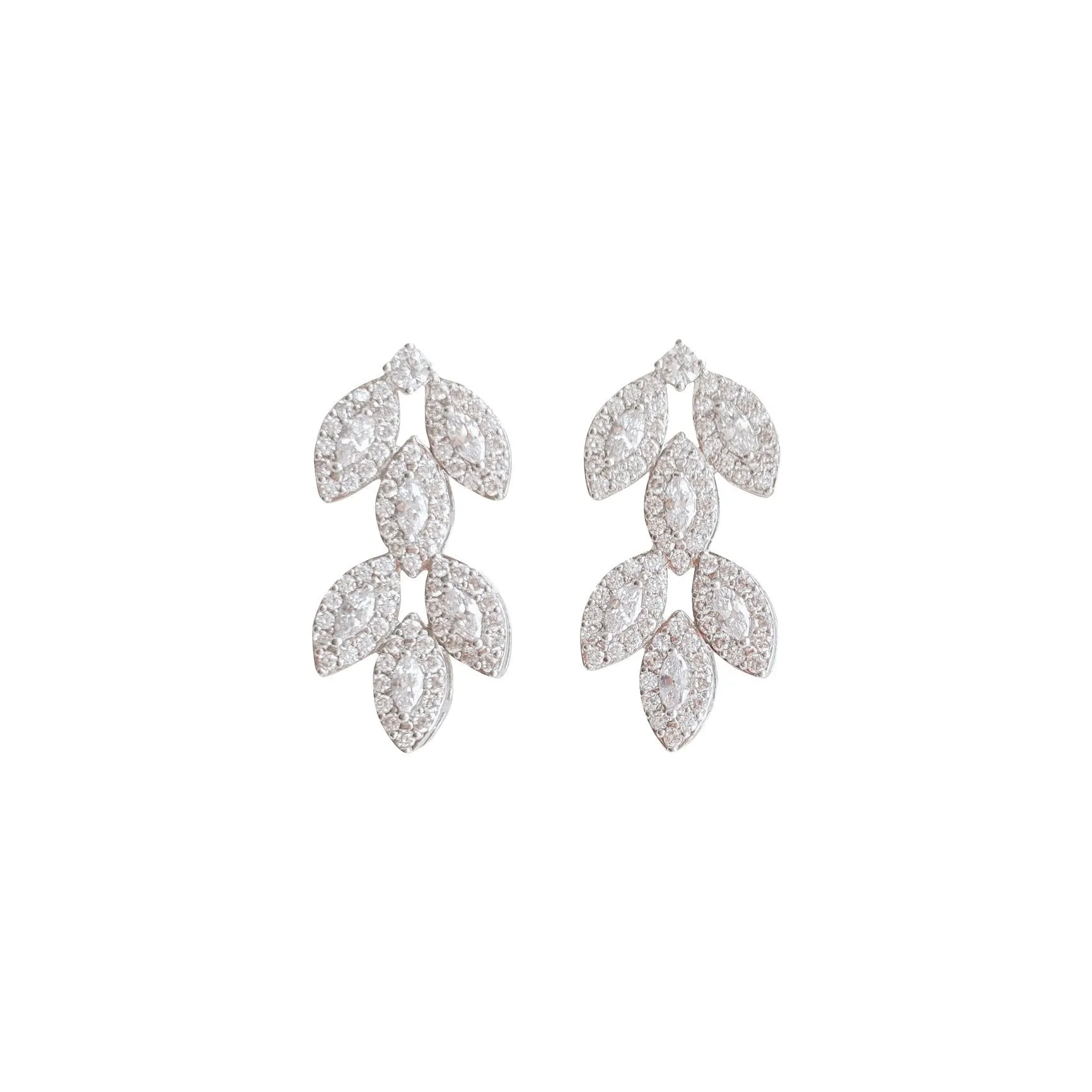 Leaf Stud Earrings Silver- Abby