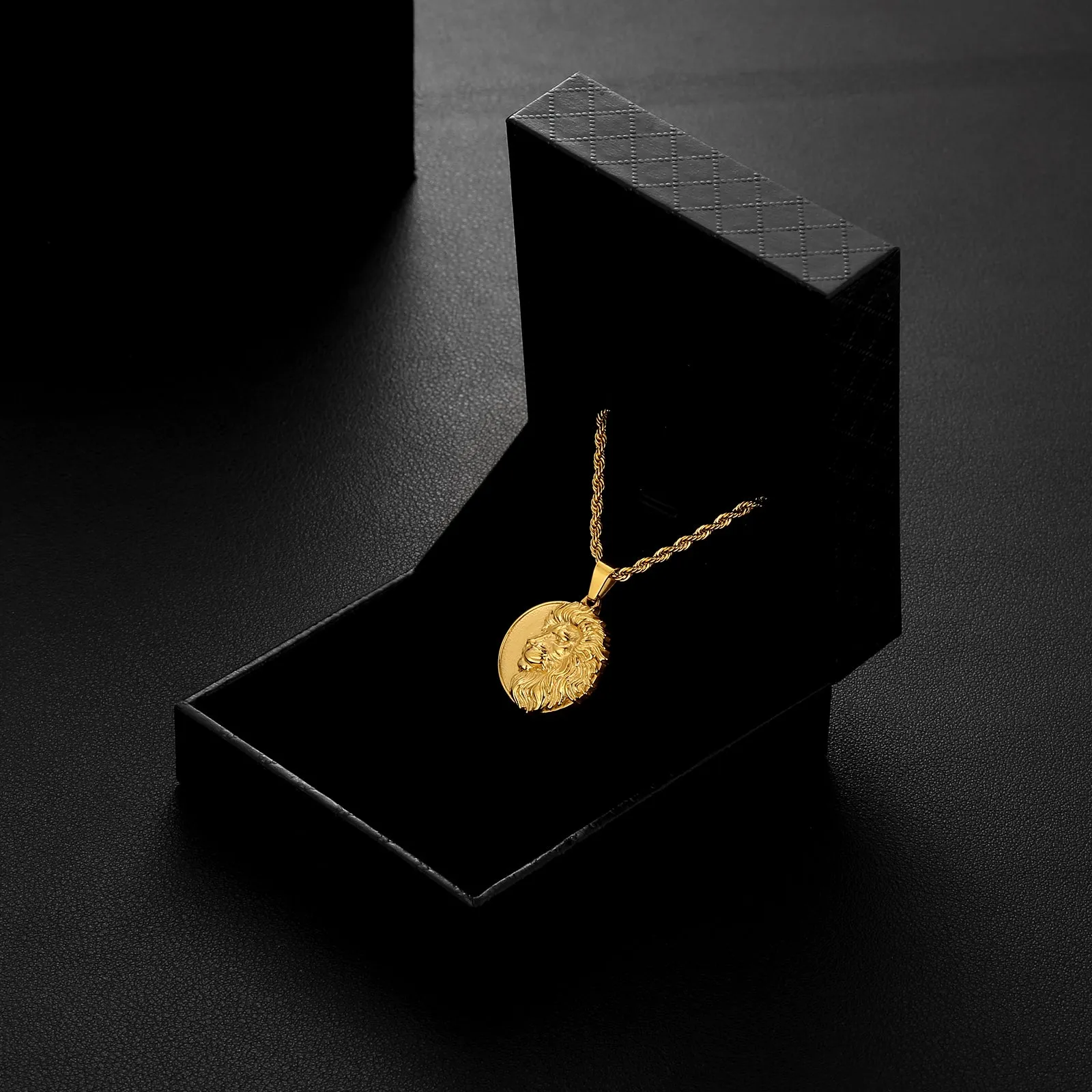 Lion Coin Pendant Necklace for Men LNCM