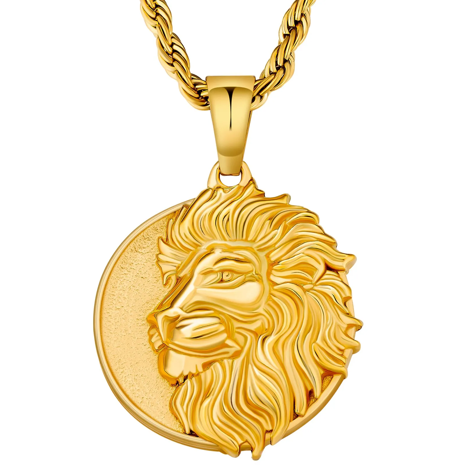 Lion Coin Pendant Necklace for Men LNCM