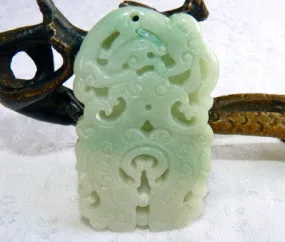 Luck and Good Fortune Burmese Jadeite Large Pendant (BJP907)