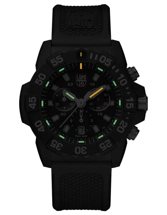 Luminox Navy SEAL Chronograph Mens Watch - Black Carbon - Rubber Strap - 200M