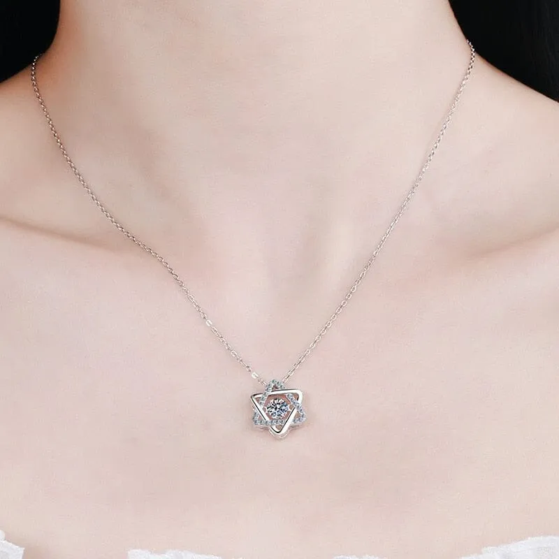 Moissanite Star of David Diamond Silver Necklace