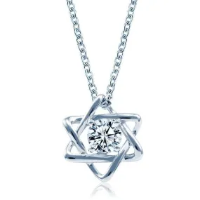 Moissanite Star of David Diamond Silver Necklace