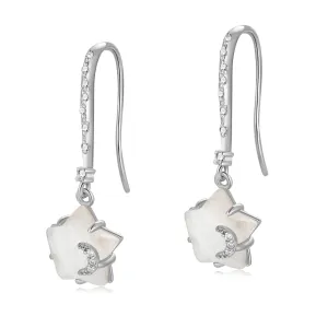 Moonstone Silver Star Earrings - Wishing Star