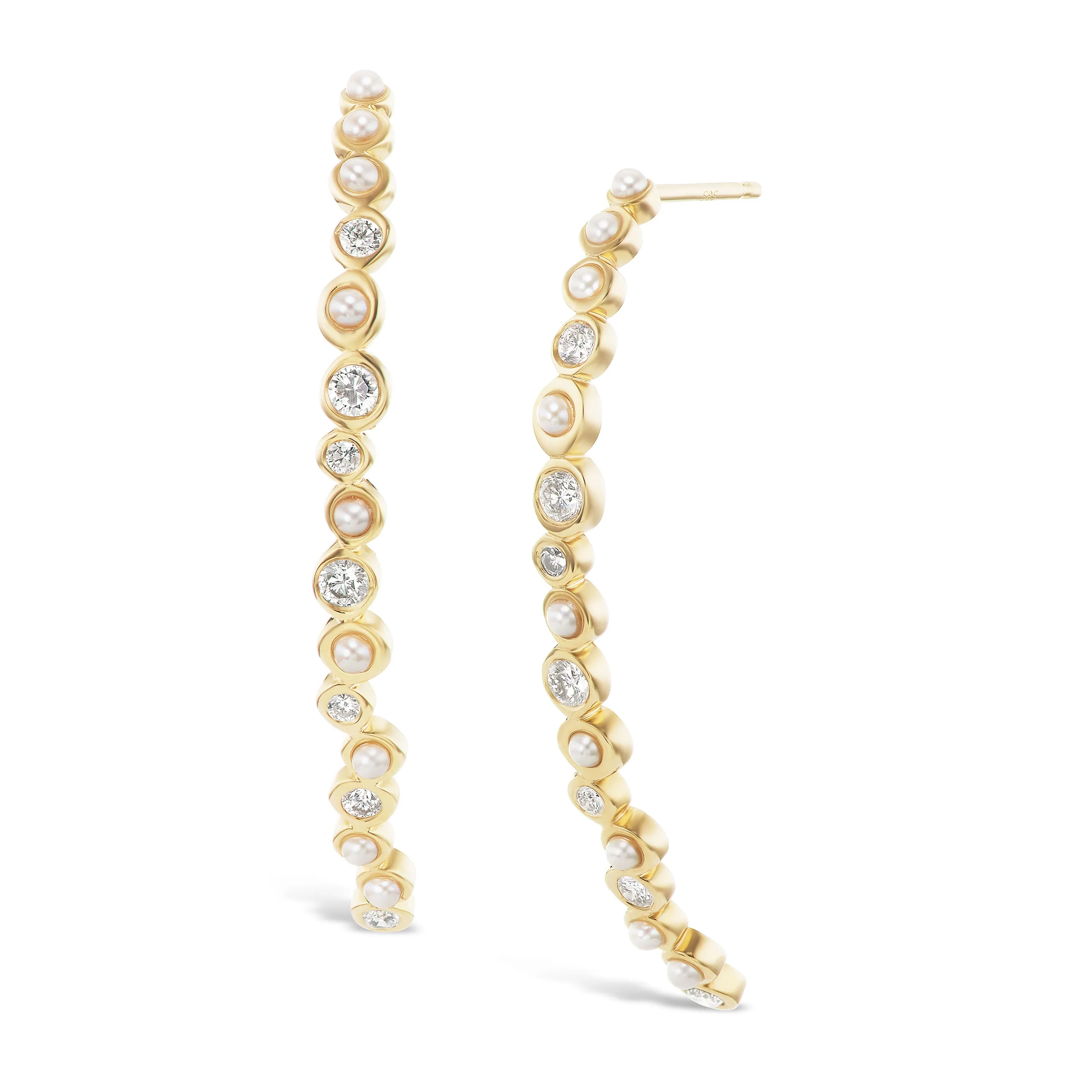 Pearl and Diamond studded linear earrings