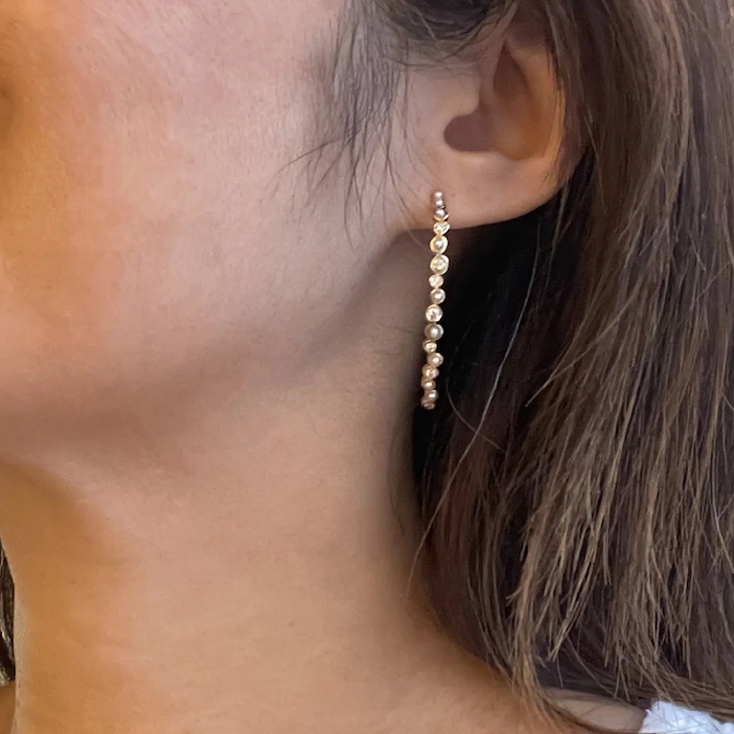 Pearl and Diamond studded linear earrings