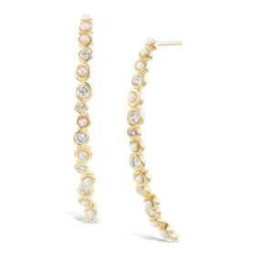 Pearl and Diamond studded linear earrings