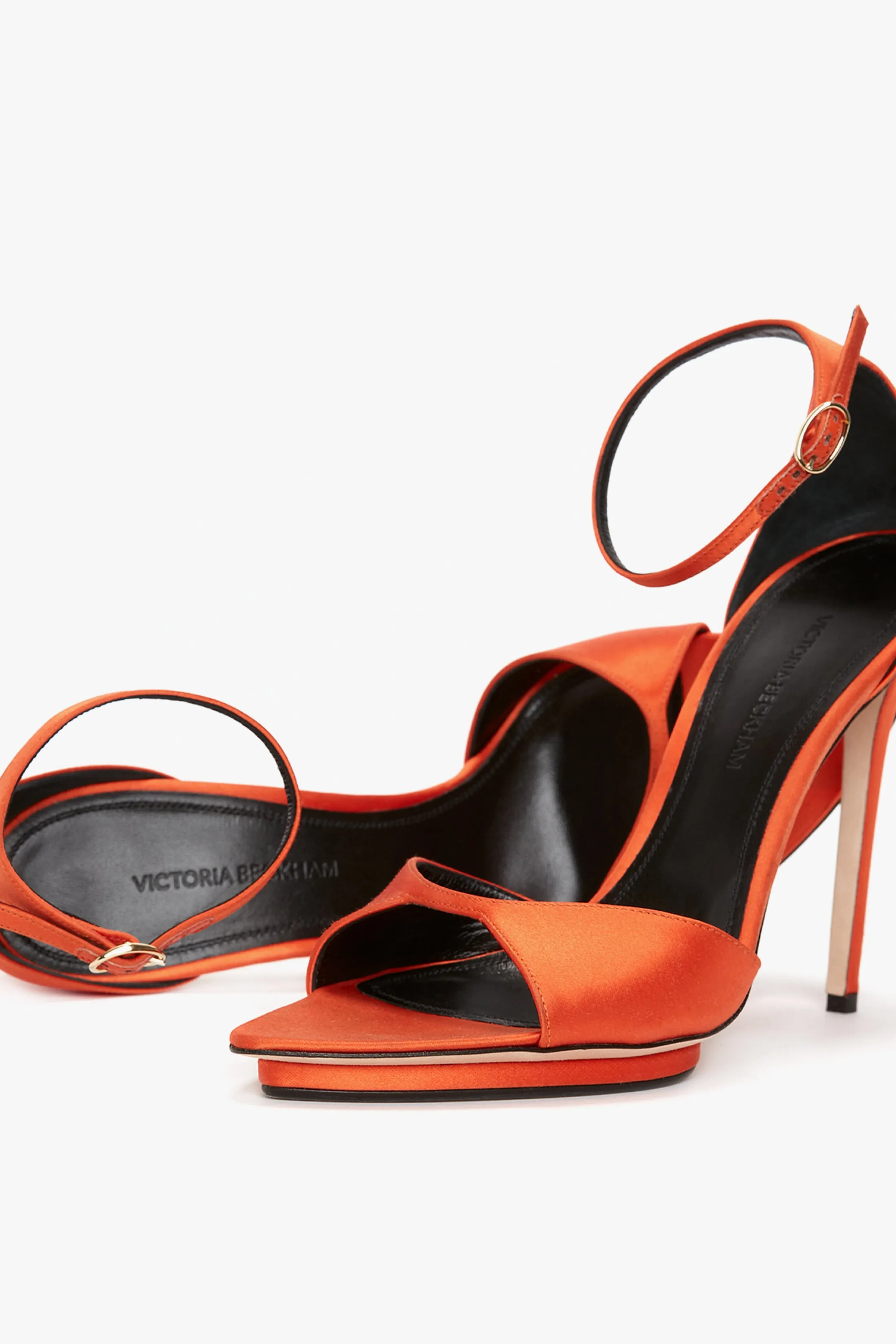 Pointy Toe Stiletto Sandal in Orange Satin