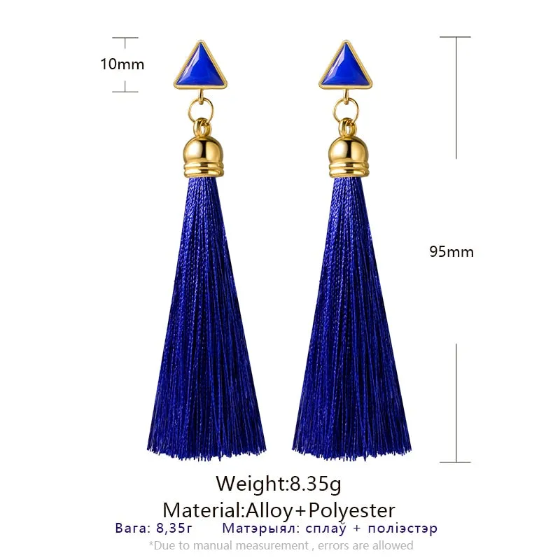 POXAM Fashion Ethnic Long Tassel Drop Earrings For Women Bohemian