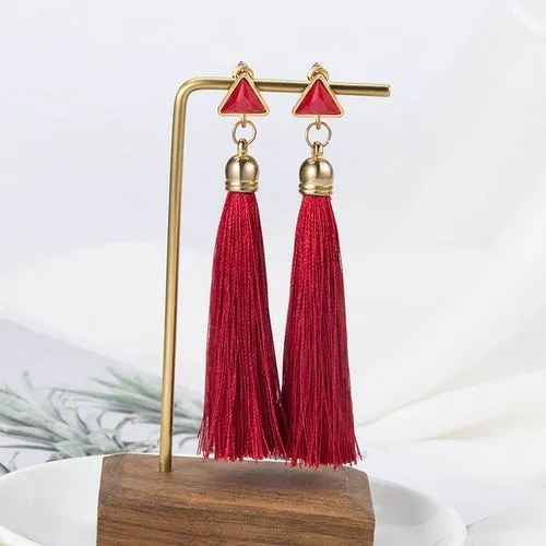 POXAM Fashion Ethnic Long Tassel Drop Earrings For Women Bohemian