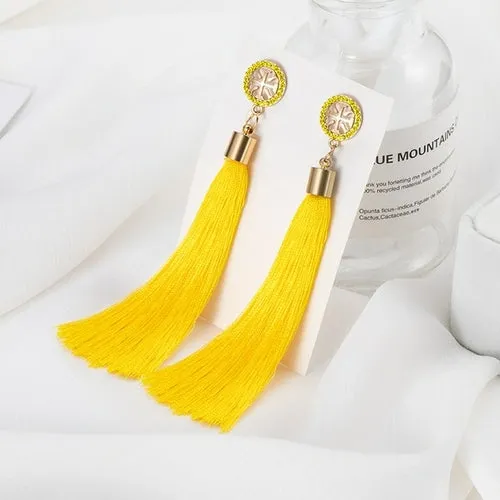 POXAM Fashion Ethnic Long Tassel Drop Earrings For Women Bohemian