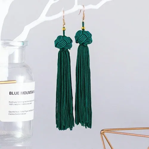 POXAM Fashion Ethnic Long Tassel Drop Earrings For Women Bohemian