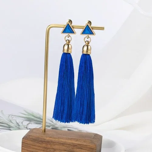 POXAM Fashion Ethnic Long Tassel Drop Earrings For Women Bohemian