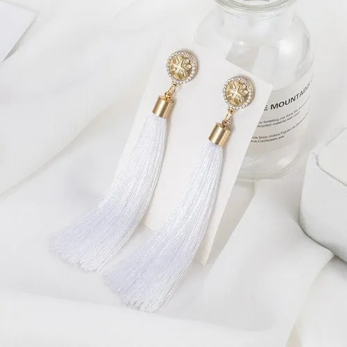 POXAM Fashion Ethnic Long Tassel Drop Earrings For Women Bohemian