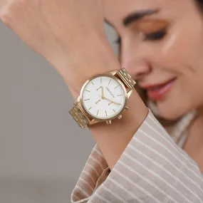 Prague White Dial Gold Metallic Strap Watch