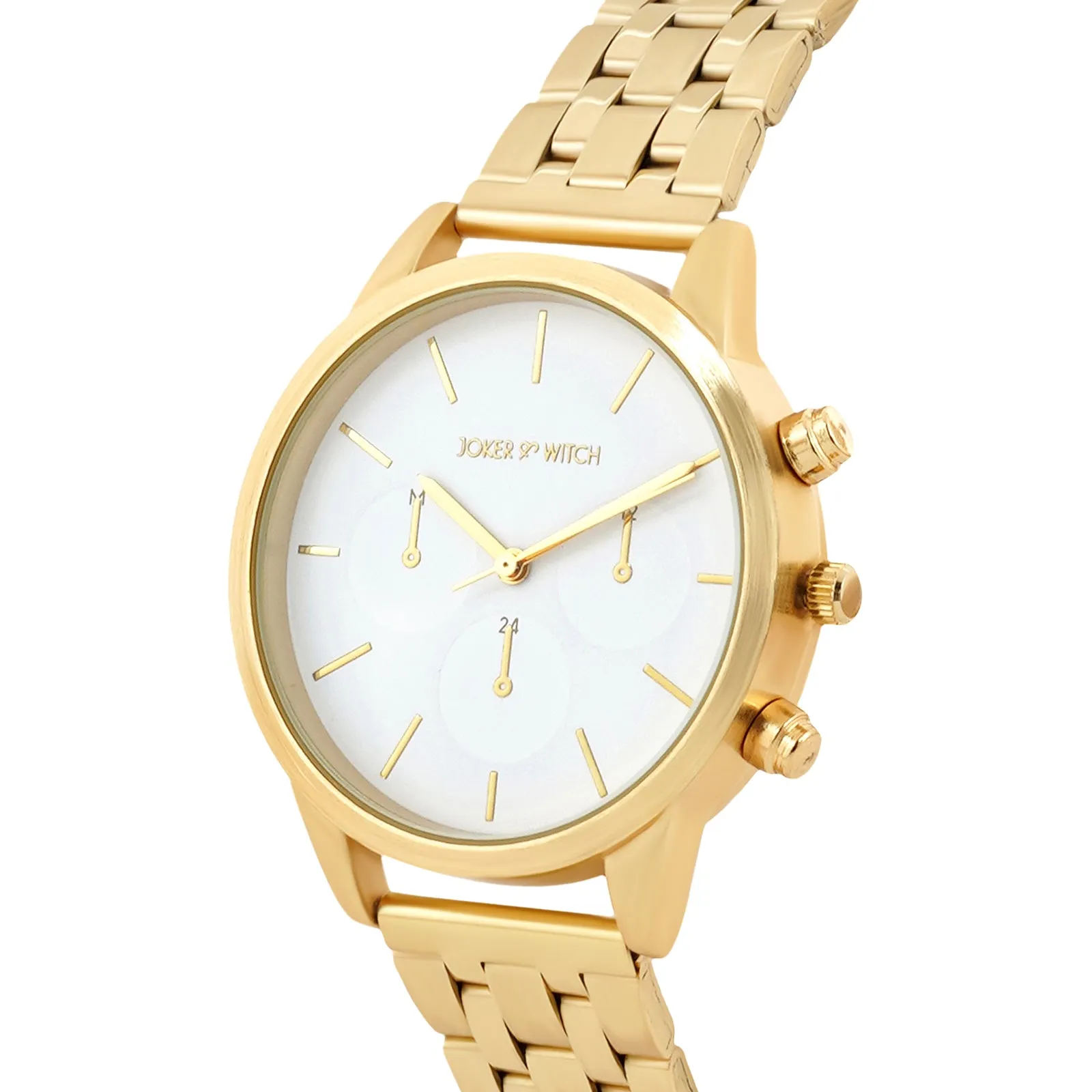 Prague White Dial Gold Metallic Strap Watch