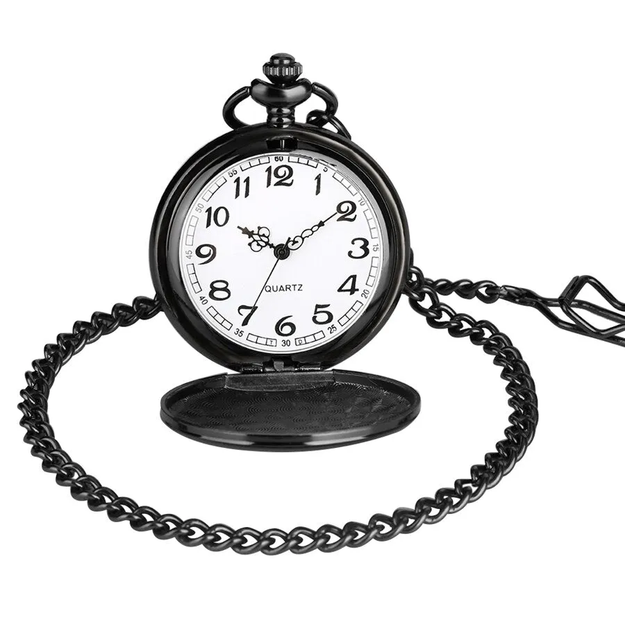 "To My Son" Black Retro Quartz Chain Link Pocket Watch