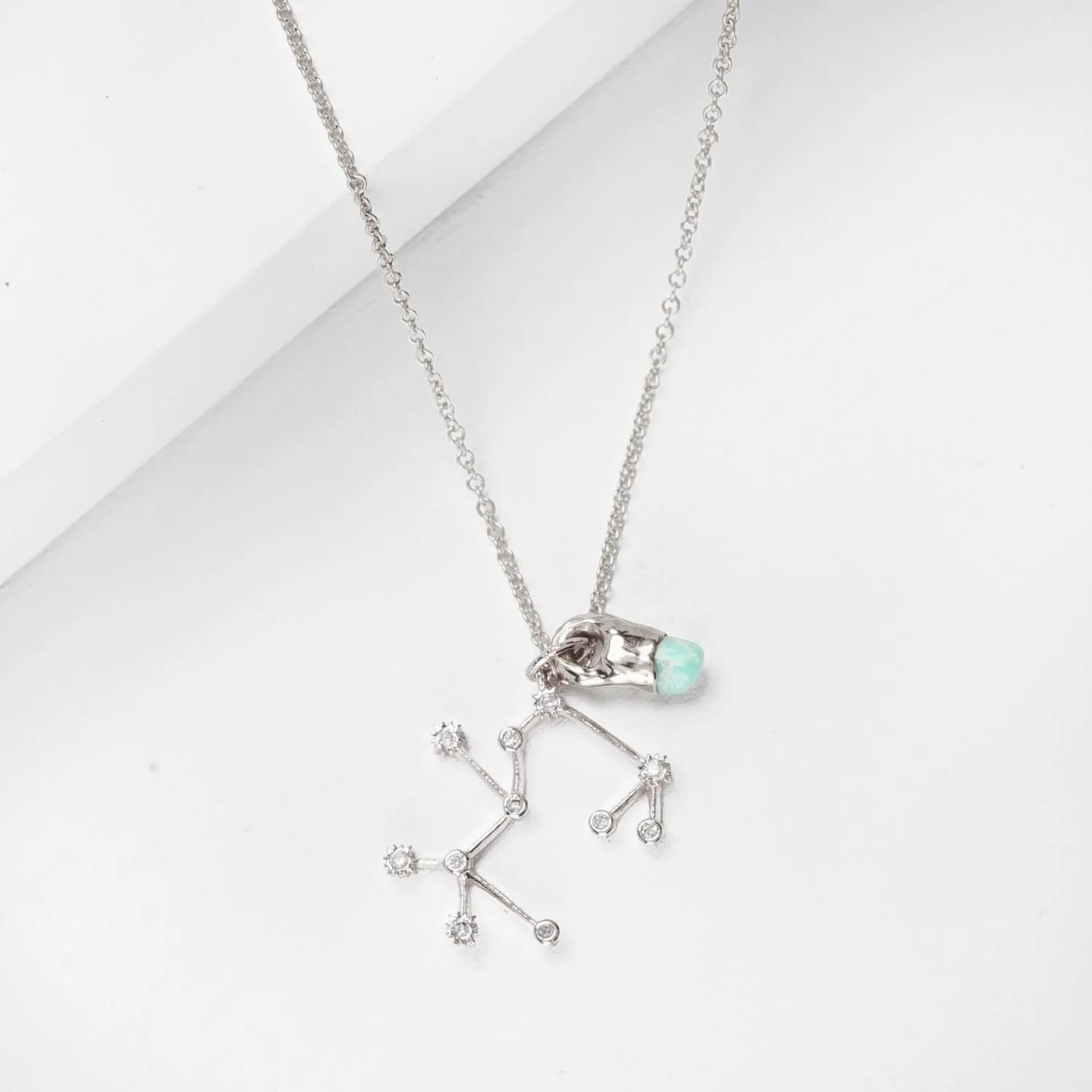 Raw Gemstone Zodiac Constellation Necklace, Custom Birthstone