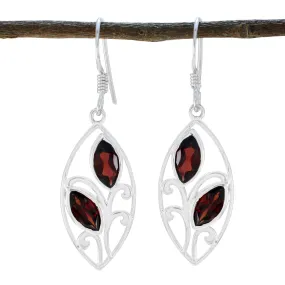 Riyo Arresting 925 Sterling Silver Earring For Female Garnet Earring Bezel Setting Red Earring Dangle Earring