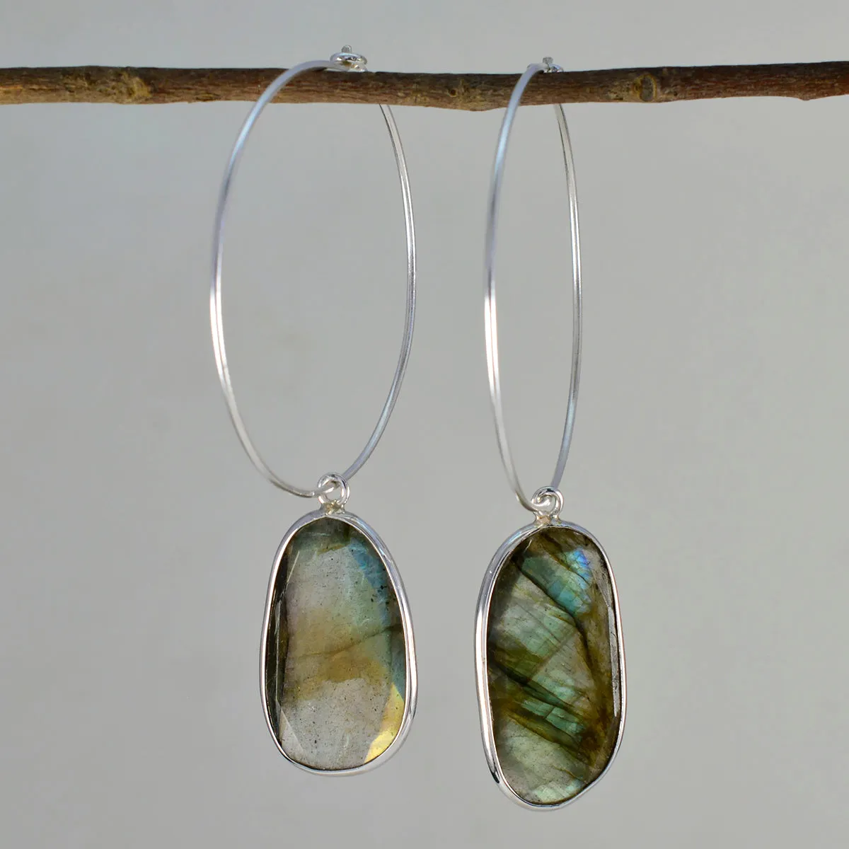 Riyo Arresting 925 Sterling Silver Earring For Women Labradorite Earring Bezel Setting Multi Earring Dangle Earring