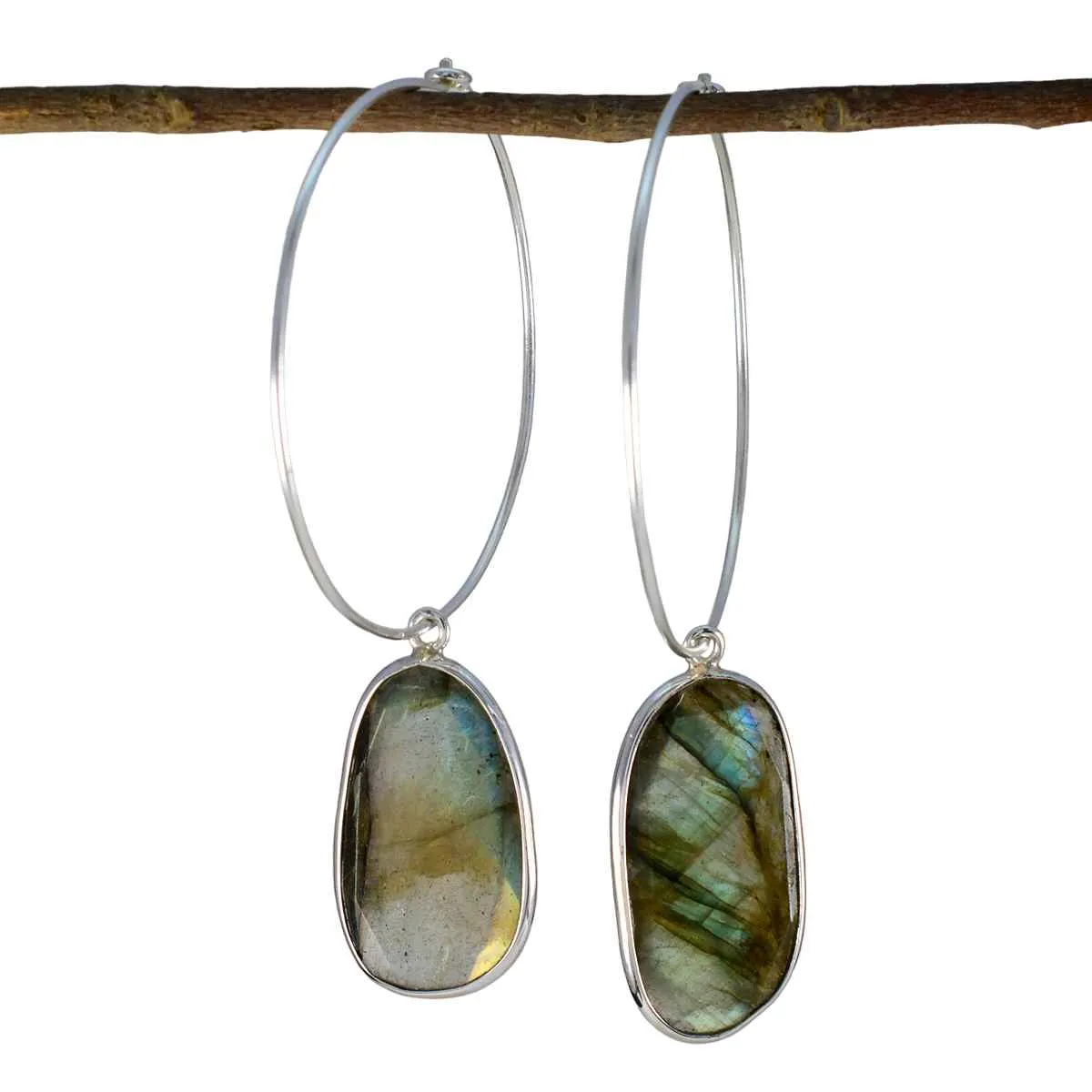 Riyo Arresting 925 Sterling Silver Earring For Women Labradorite Earring Bezel Setting Multi Earring Dangle Earring