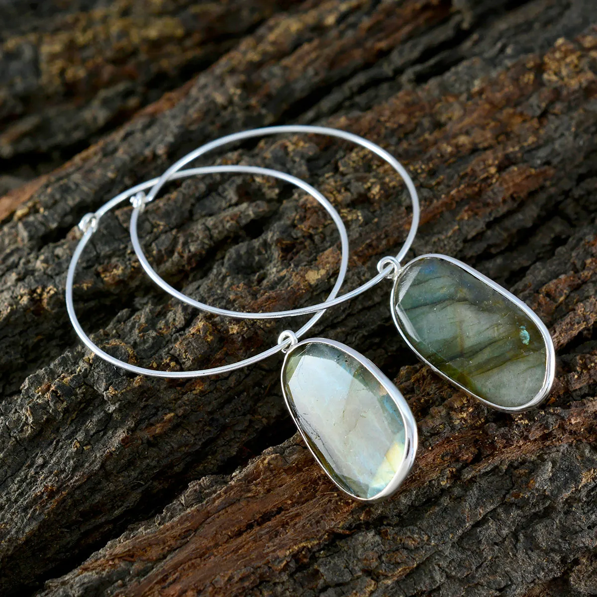 Riyo Arresting 925 Sterling Silver Earring For Women Labradorite Earring Bezel Setting Multi Earring Dangle Earring