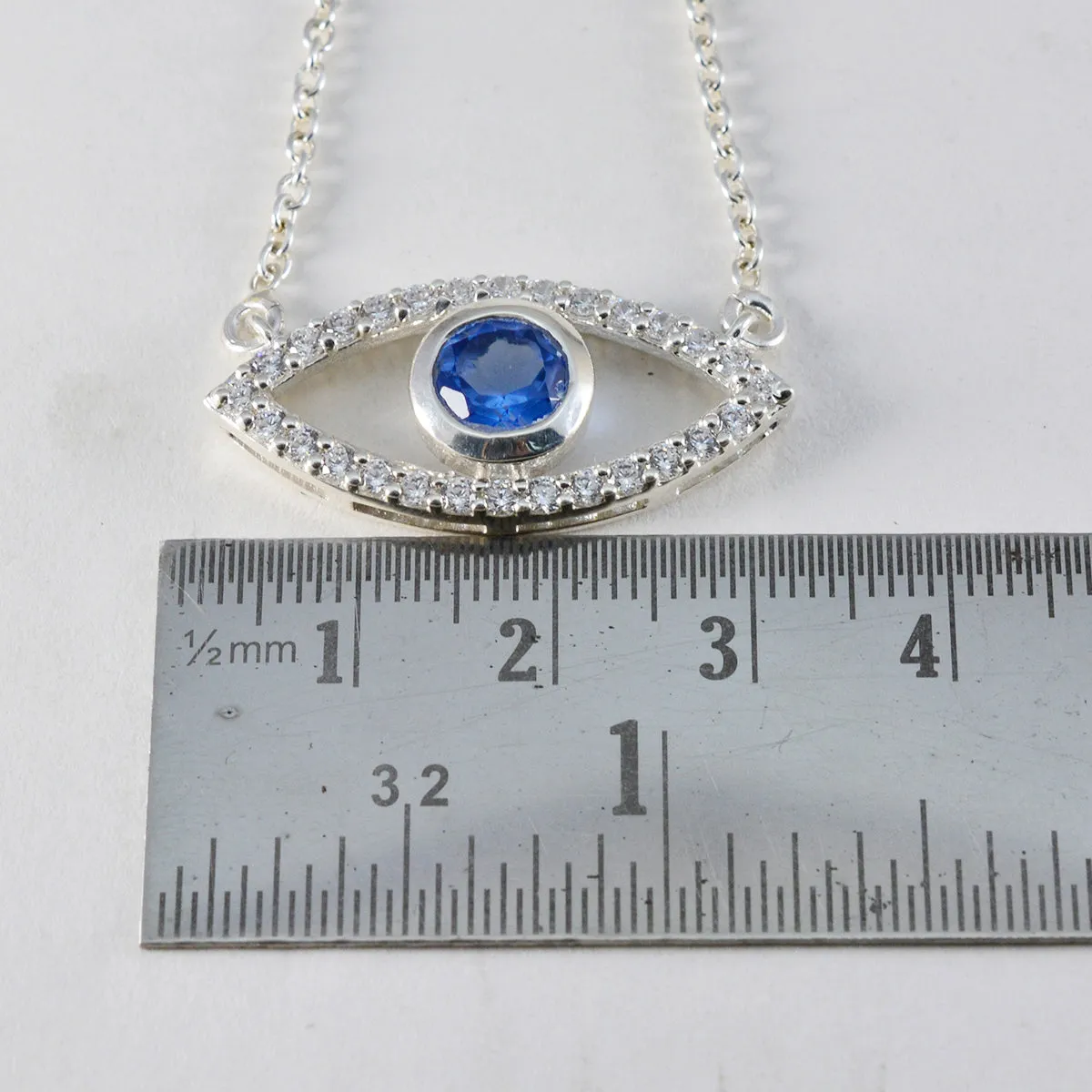 Riyo Fanciable Gemstone Round Faceted Blue Blue Sapphire Cz 1145 Sterling Silver Pendant Gift For Birthday