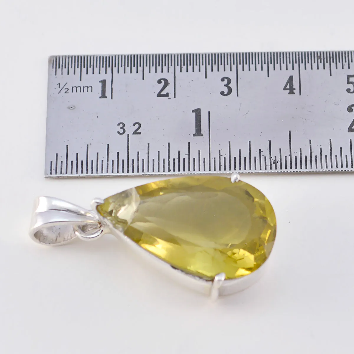 Riyo Genuine Gems Pear Faceted Yellow Lemon Quartz Sterling Silver Pendants moms day gift