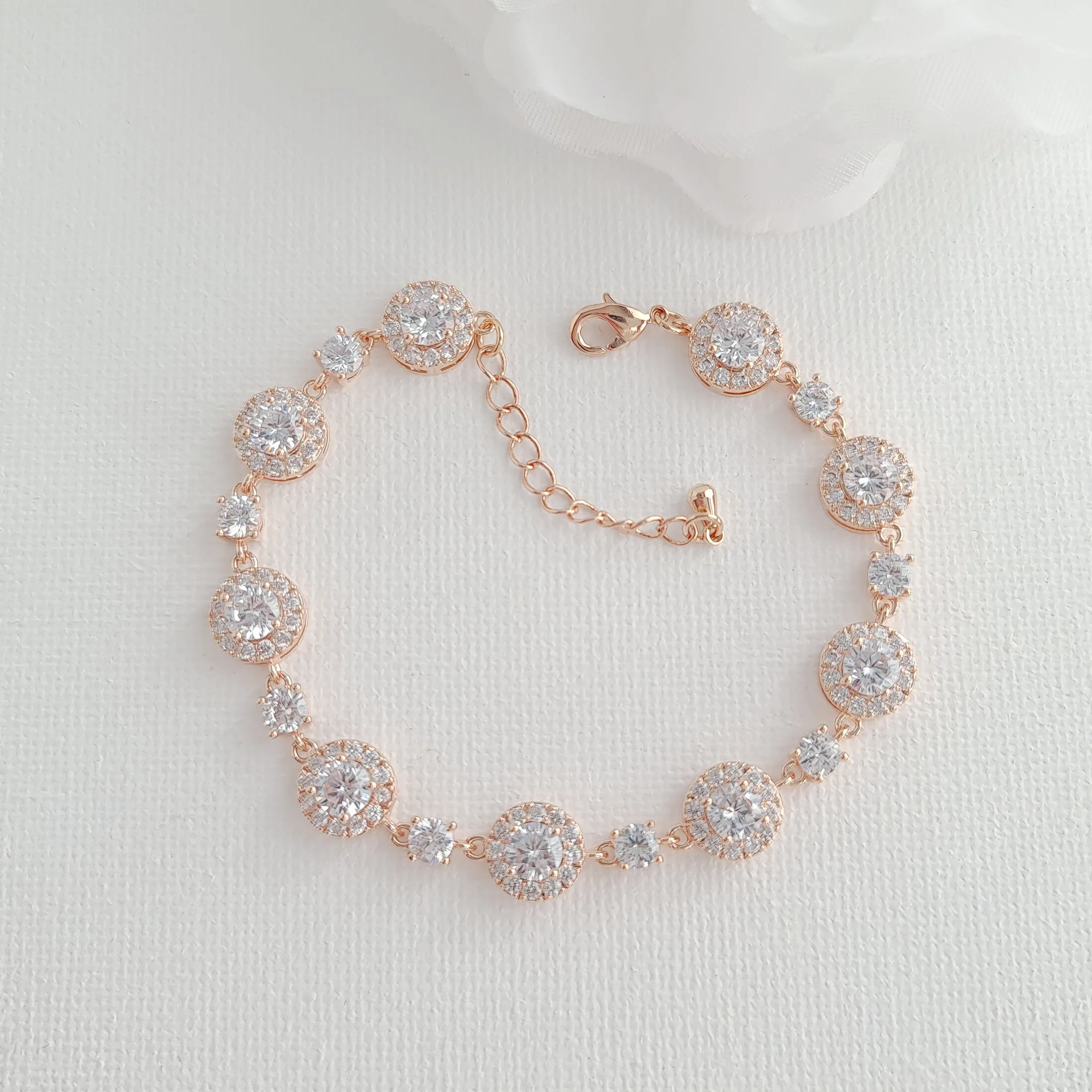 Rose Gold Earrings Bracelet Set for Brides- Reagan