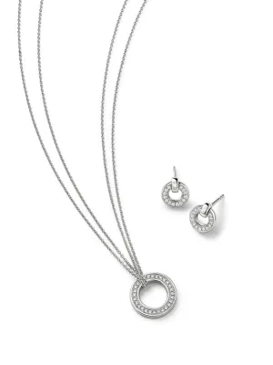 Roulette White Gold Pendant and Flip Earrings Set