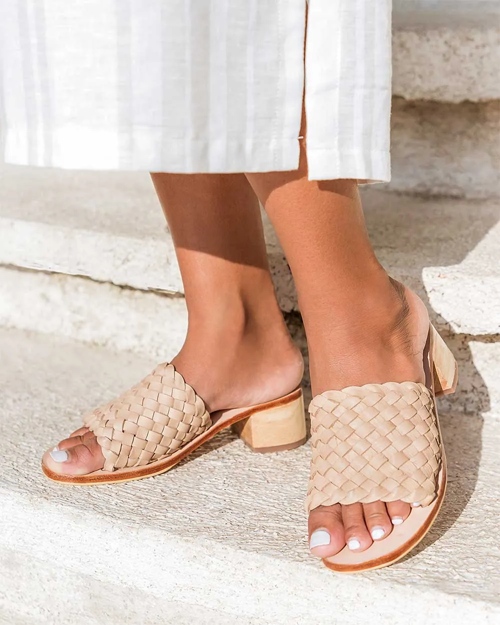 Santorini Woven Mule - Cream