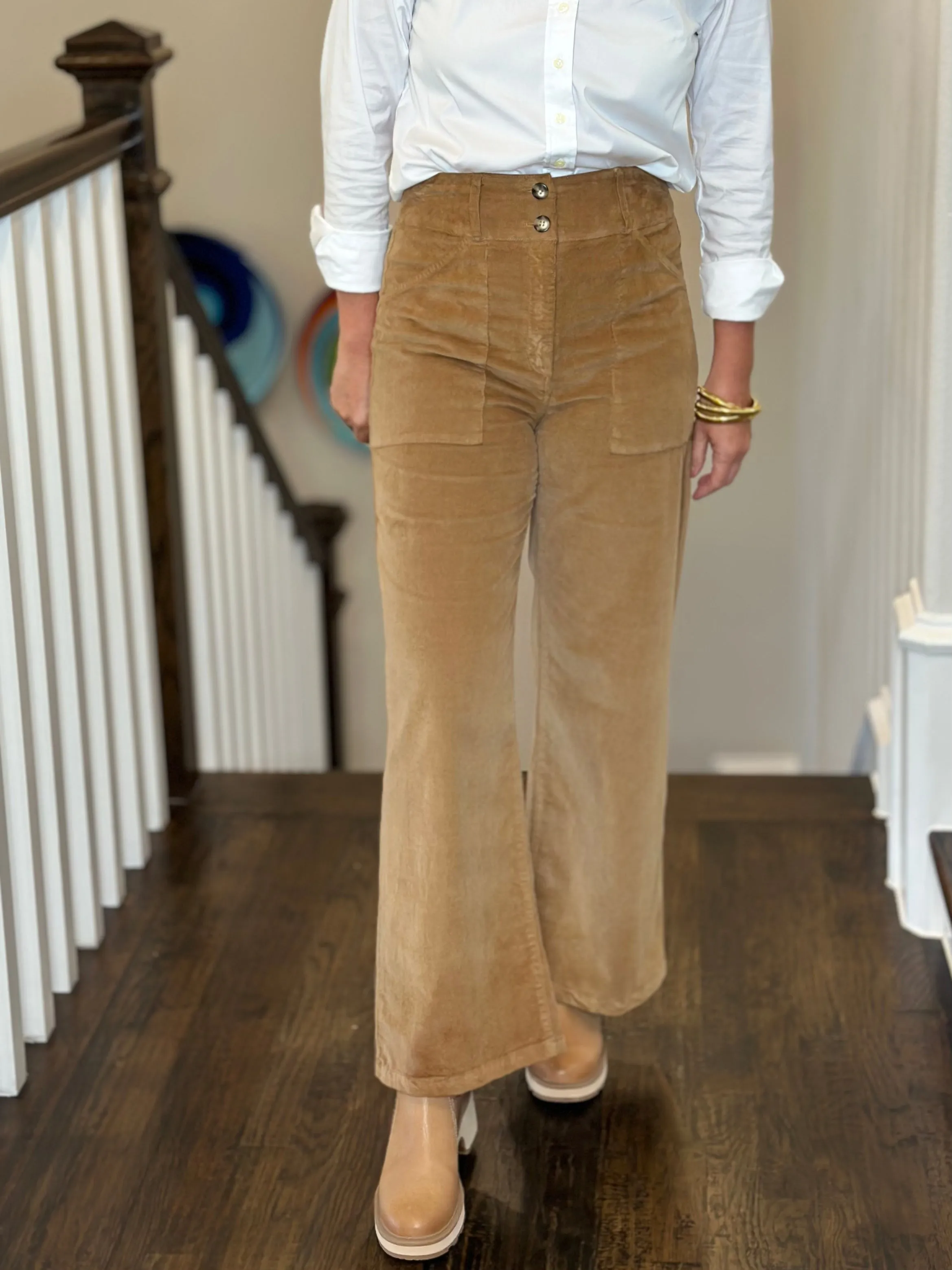 Self Contrast Aria Hi-Waist Pants in Camel