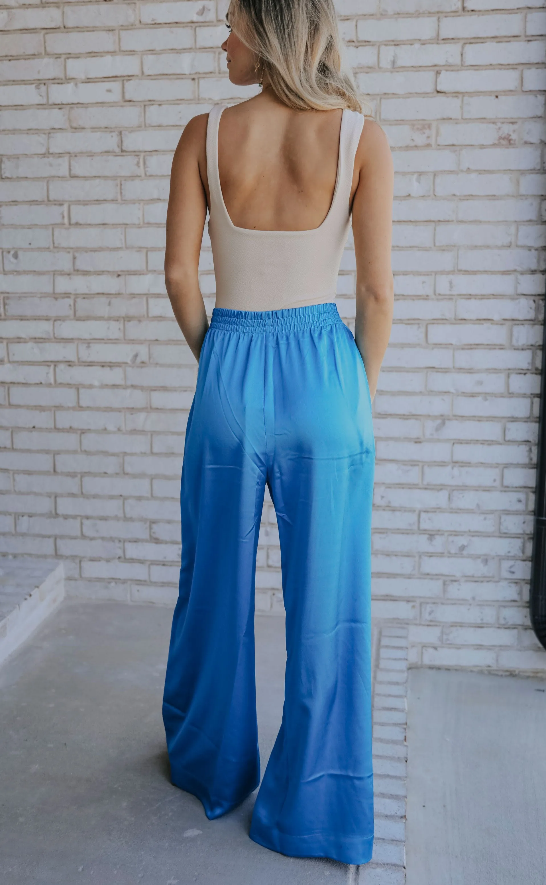 show me your mumu: irwin pants - blue luxe satin