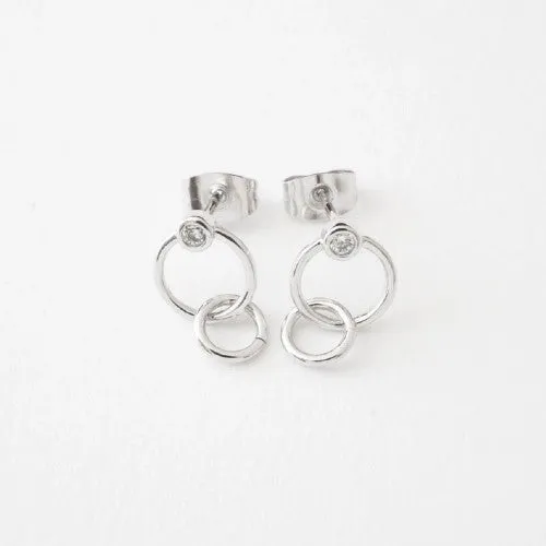 Silver Crystal Link Earrings