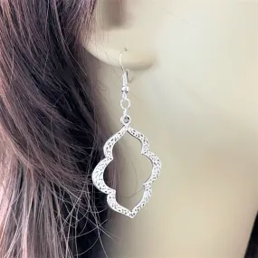 Silver Etched Dangle Earrings