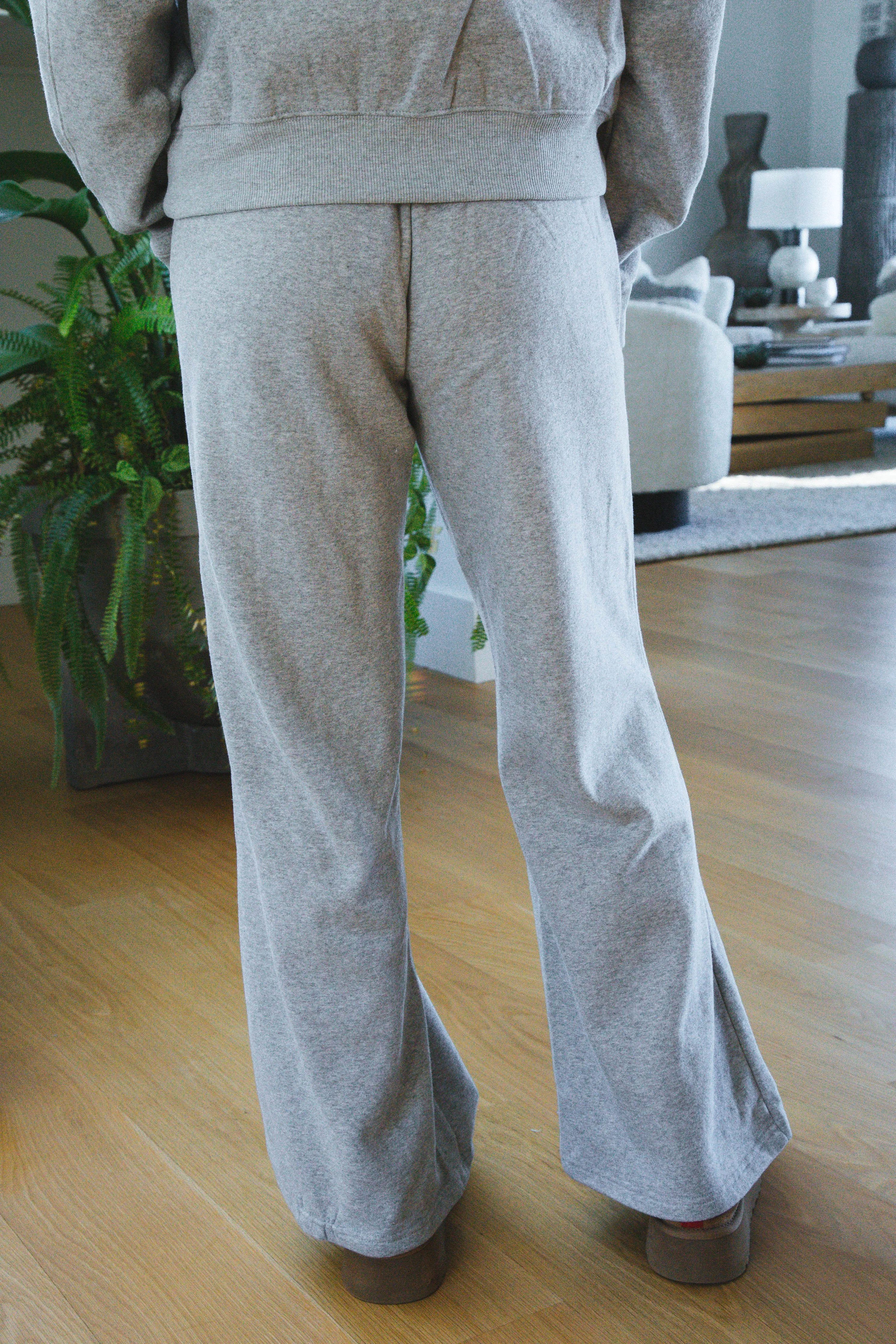 Simone Mid Rise Wide Leg Sweatpants, Heather Grey