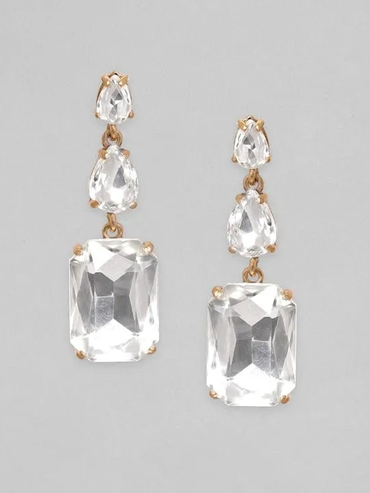 TOKYO TALKIES X Rubans 18K Gold Plated Crystal Studded Drop Earrings