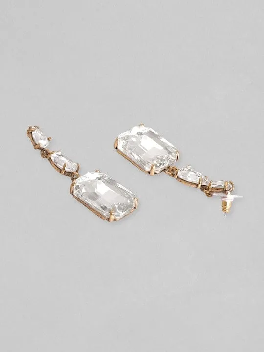 TOKYO TALKIES X Rubans 18K Gold Plated Crystal Studded Drop Earrings