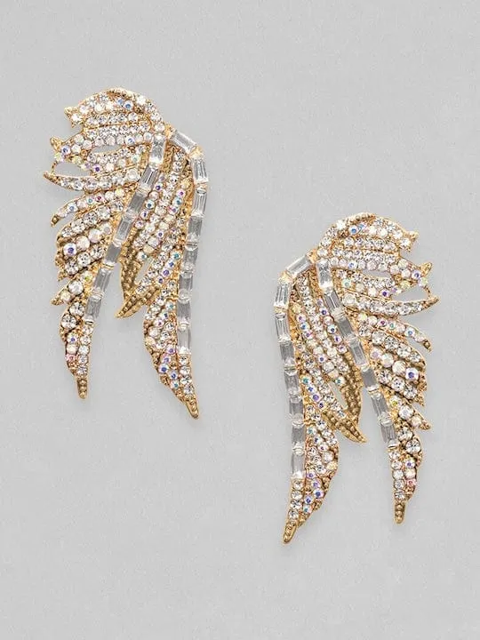 TOKYO TALKIES X Rubans 18K Gold Plated Zirconia Studded Wing Motif Stud Earrings