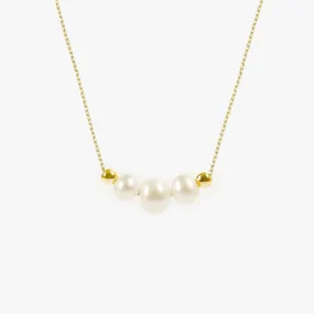 Triple Pearl Necklace | 14K Solid Gold