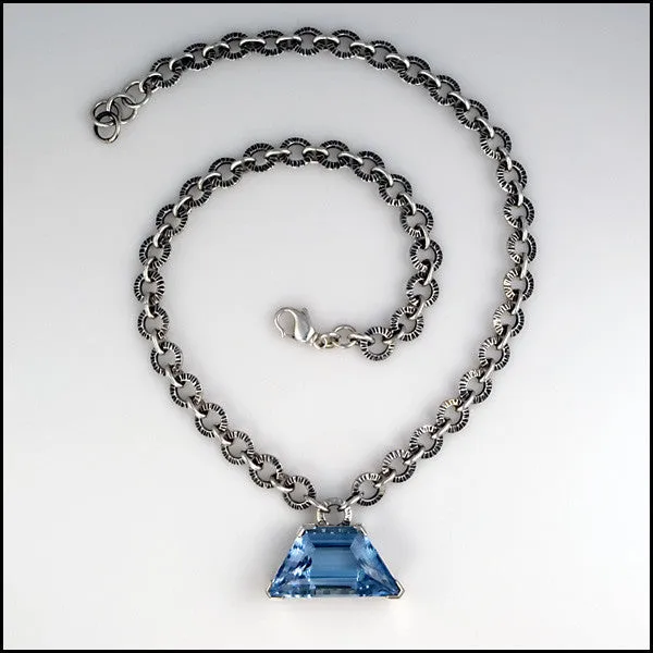 Unique Handmade Blue Topaz Sterling Silver Necklace